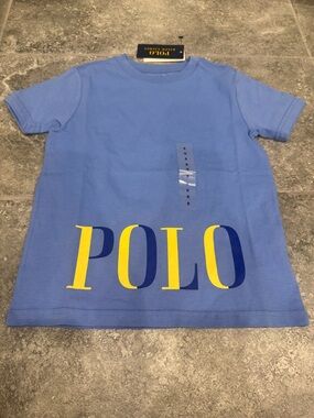 Polo Ralph Lauren blue T-shirt boys big logo size 5 NWT
